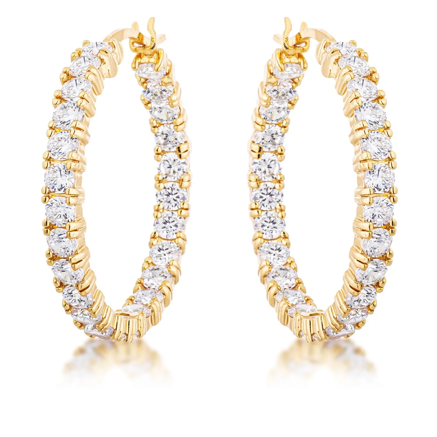 LOVCIA Timeless 18k Gold Plated Cubic Zirconia Hoop Earrings