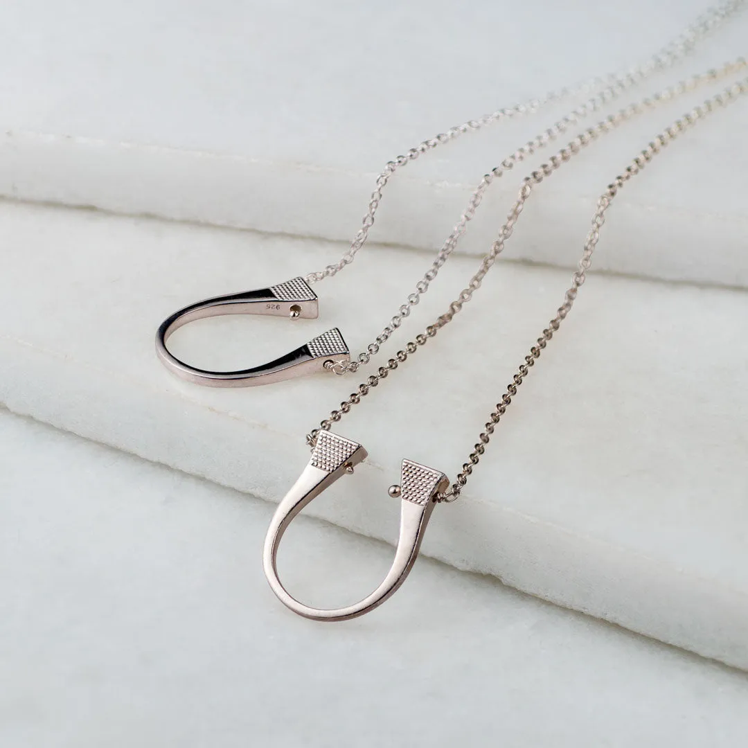 Lucky Nail - Stylized Horseshoe Nail Pendant and Sterling Silver Necklace