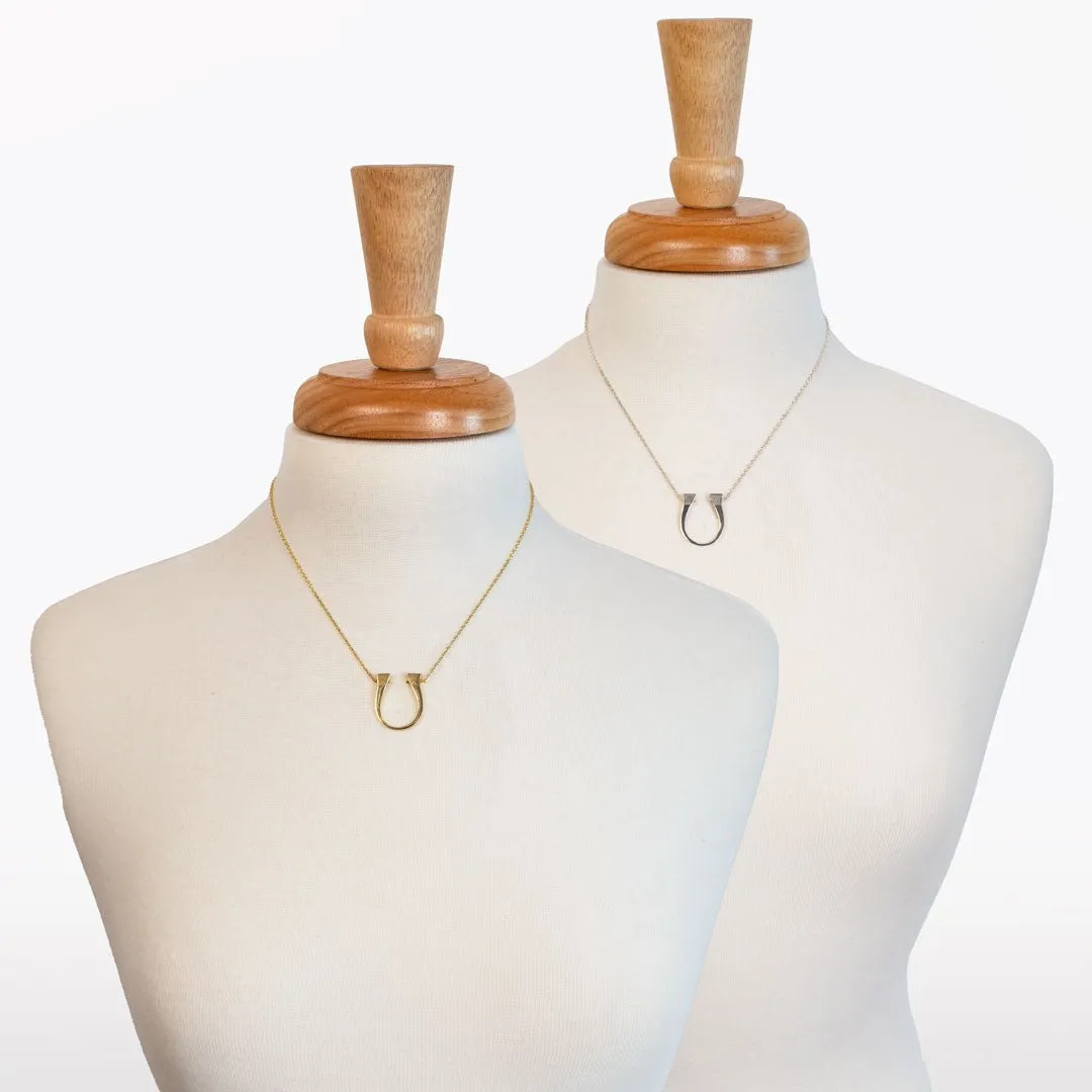 Lucky Nail - Stylized Horseshoe Nail Pendant and Sterling Silver Necklace