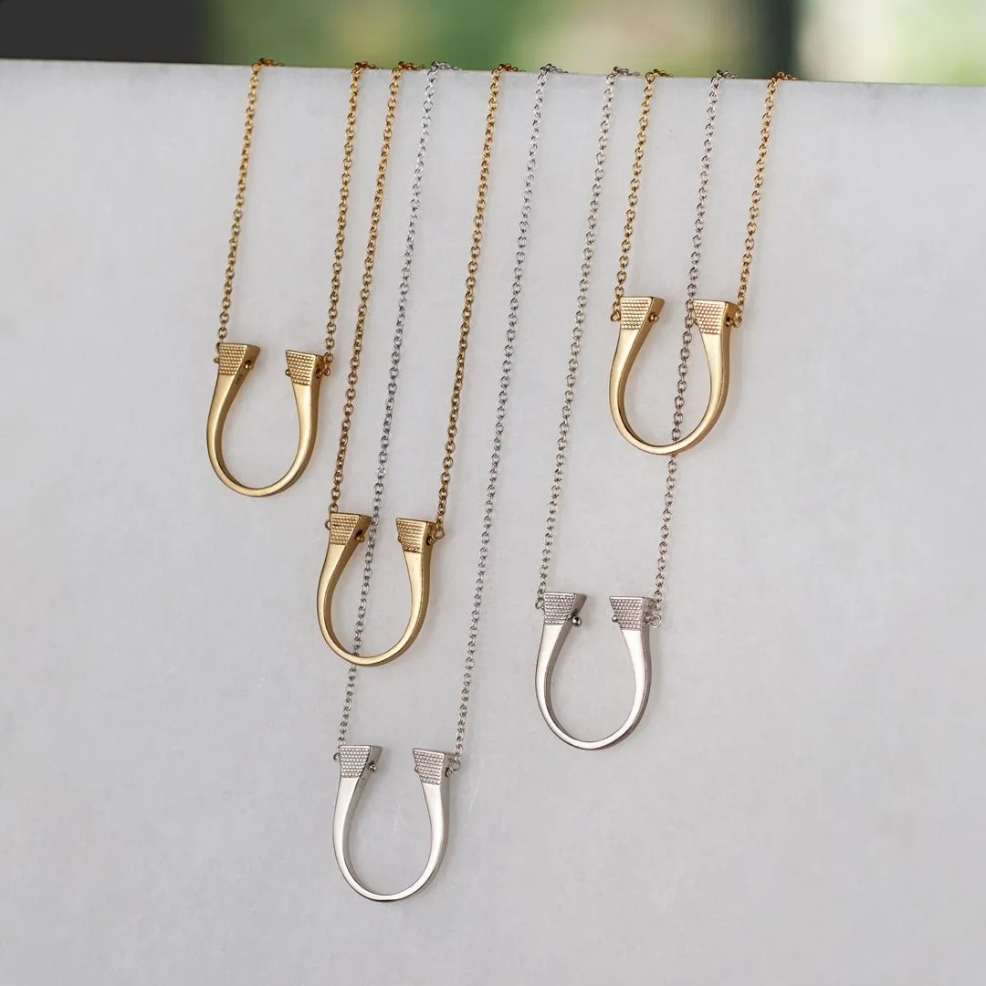 Lucky Nail - Stylized Horseshoe Nail Pendant and Sterling Silver Necklace