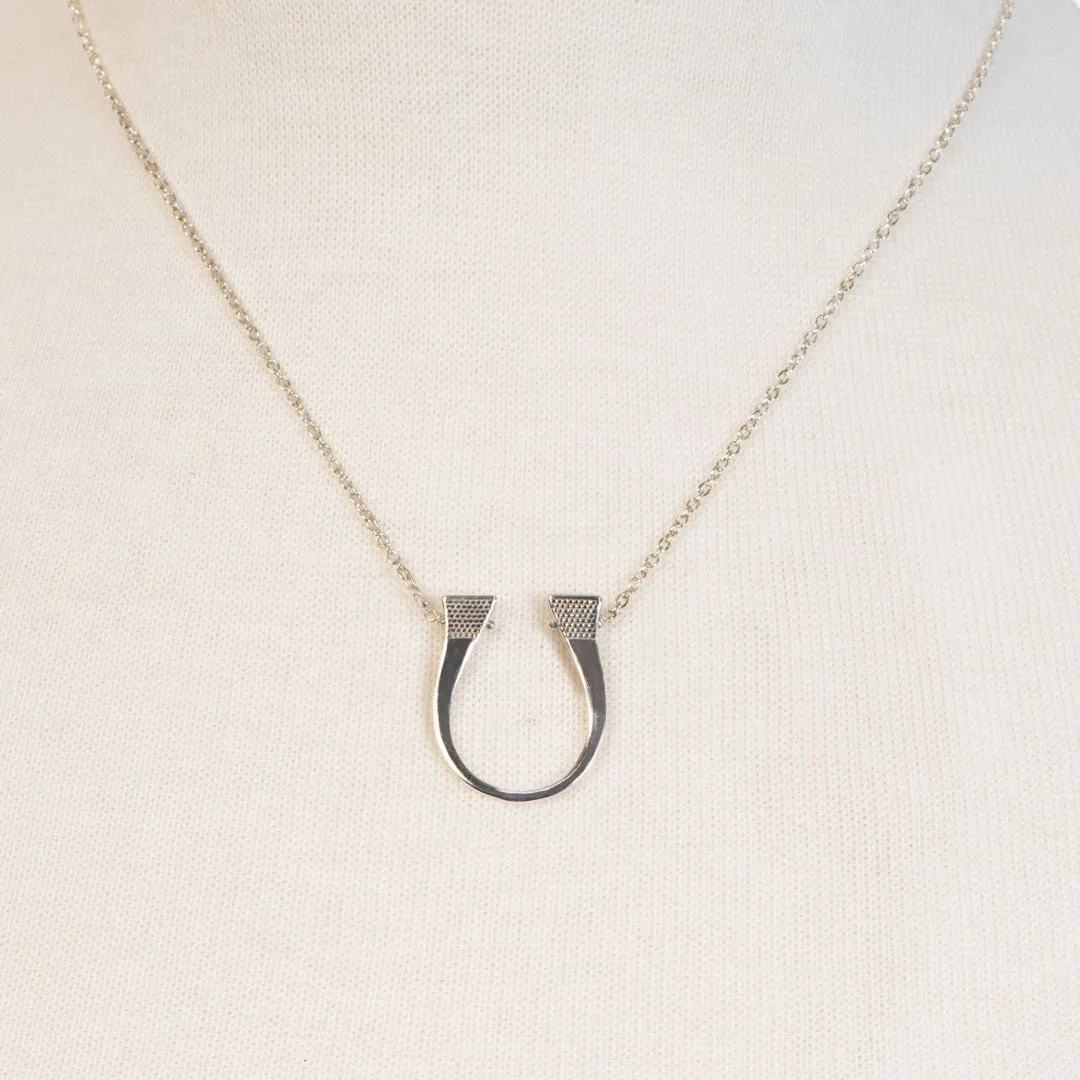 Lucky Nail - Stylized Horseshoe Nail Pendant and Sterling Silver Necklace