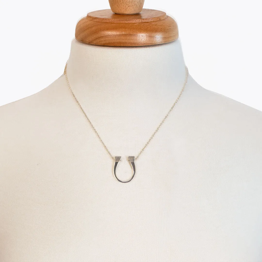 Lucky Nail - Stylized Horseshoe Nail Pendant and Sterling Silver Necklace