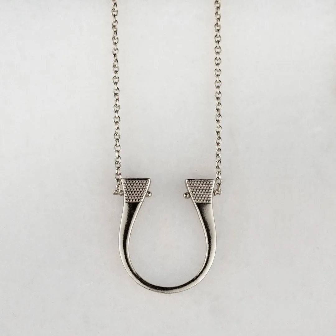 Lucky Nail - Stylized Horseshoe Nail Pendant and Sterling Silver Necklace