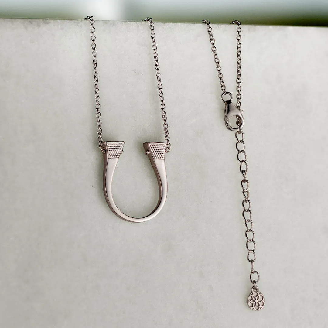 Lucky Nail - Stylized Horseshoe Nail Pendant and Sterling Silver Necklace