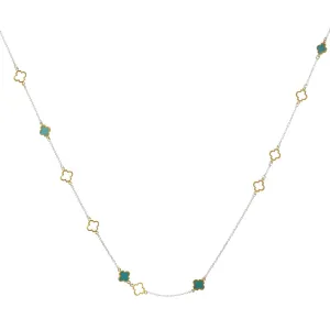 Mala Necklace Silver Gold Turquoise