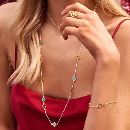 Mala Necklace Silver Gold Turquoise