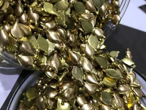 Matte Golden Drop Metal Kundan Stone (With Enamel- 12x6 mm)