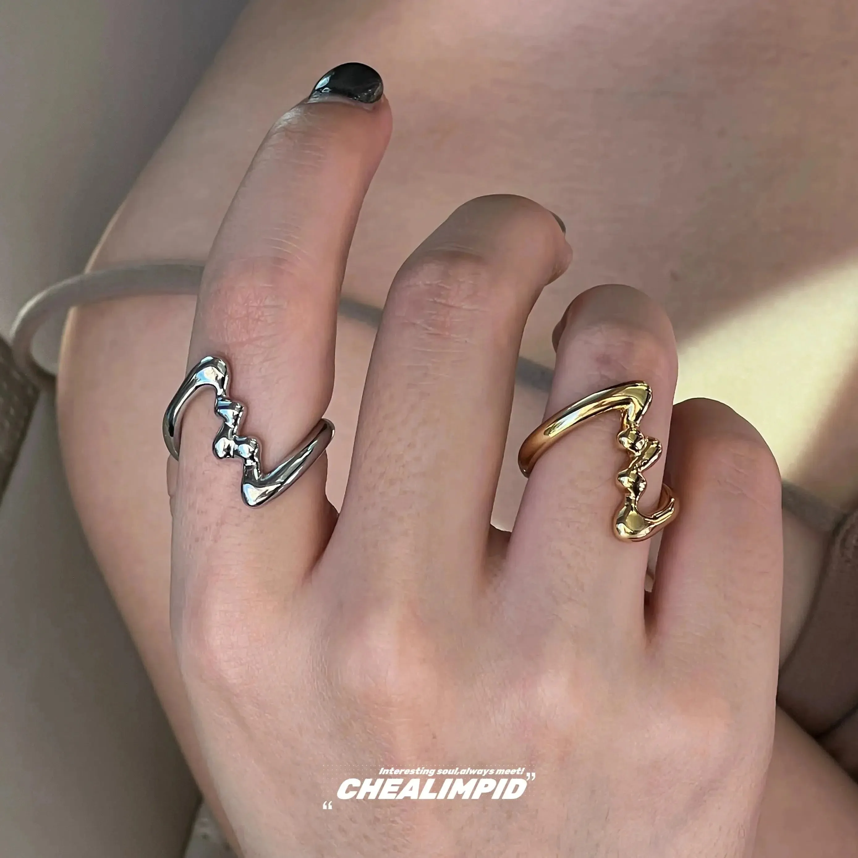 MAYTRENDS  - Modern Wave Design Rings