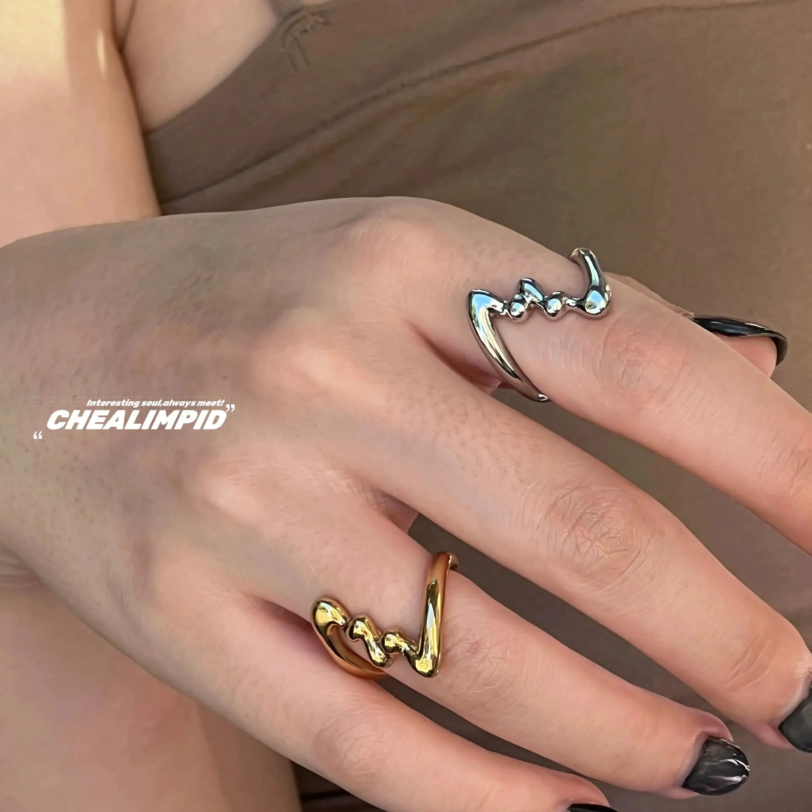 MAYTRENDS  - Modern Wave Design Rings