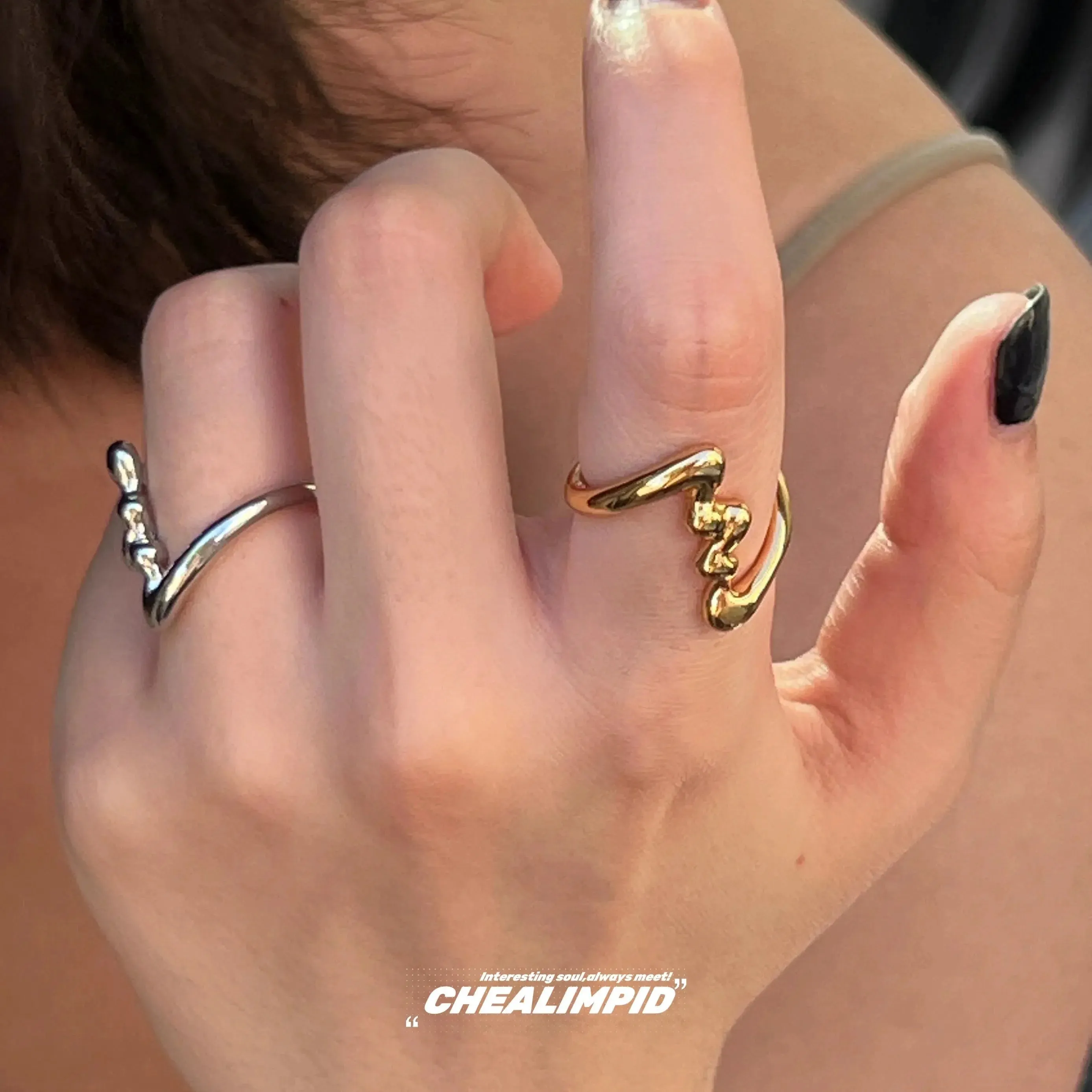 MAYTRENDS  - Modern Wave Design Rings