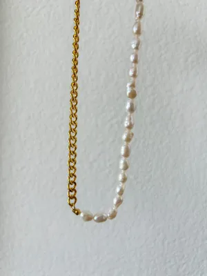 Mila   Stevie Pearl Cuban Chain Necklace