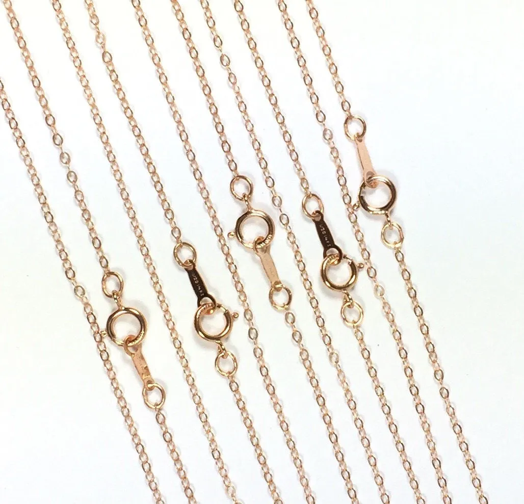 minimalist chain, 14K  rosegold fill, bridesmaid gift, Rose Gold, 1.3mm hammered cable, 18 inches, spring clasp, sturdy construction, 5 pack