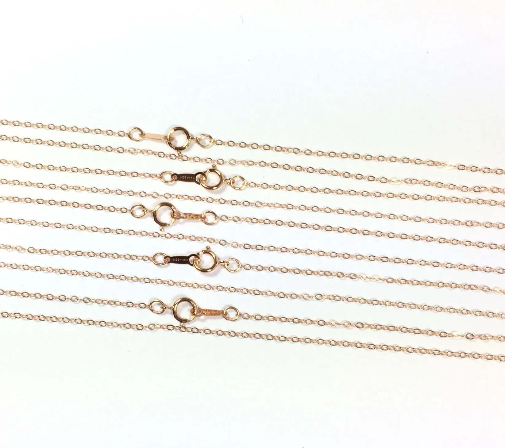 minimalist chain, 14K  rosegold fill, bridesmaid gift, Rose Gold, 1.3mm hammered cable, 18 inches, spring clasp, sturdy construction, 5 pack
