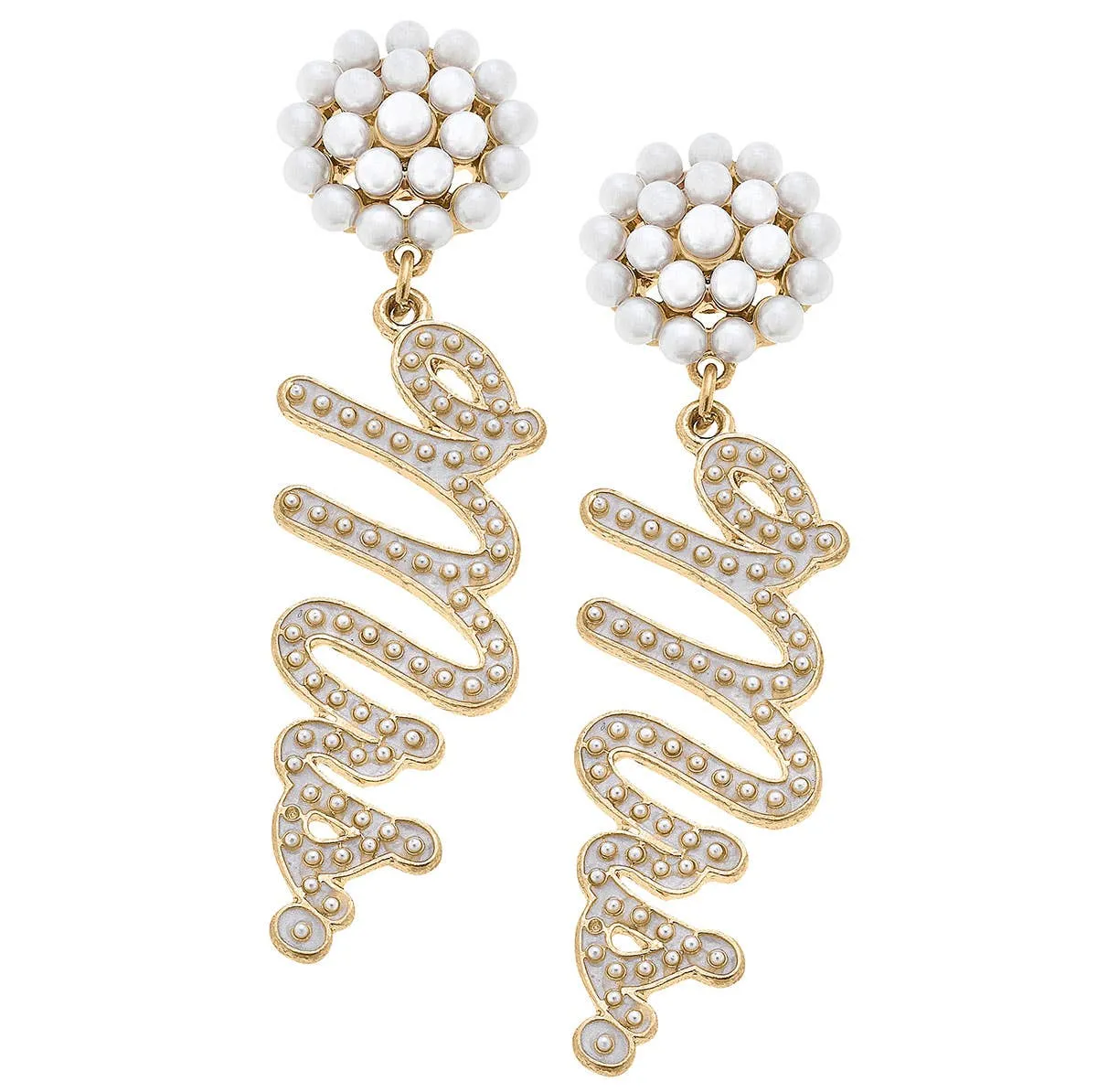 Miss to Mrs. Studded Enamel Earrings in Ivory