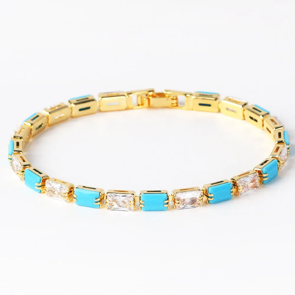 Moderate Luxury Chain Cube Geometric Zircon Electroplating Necklaces