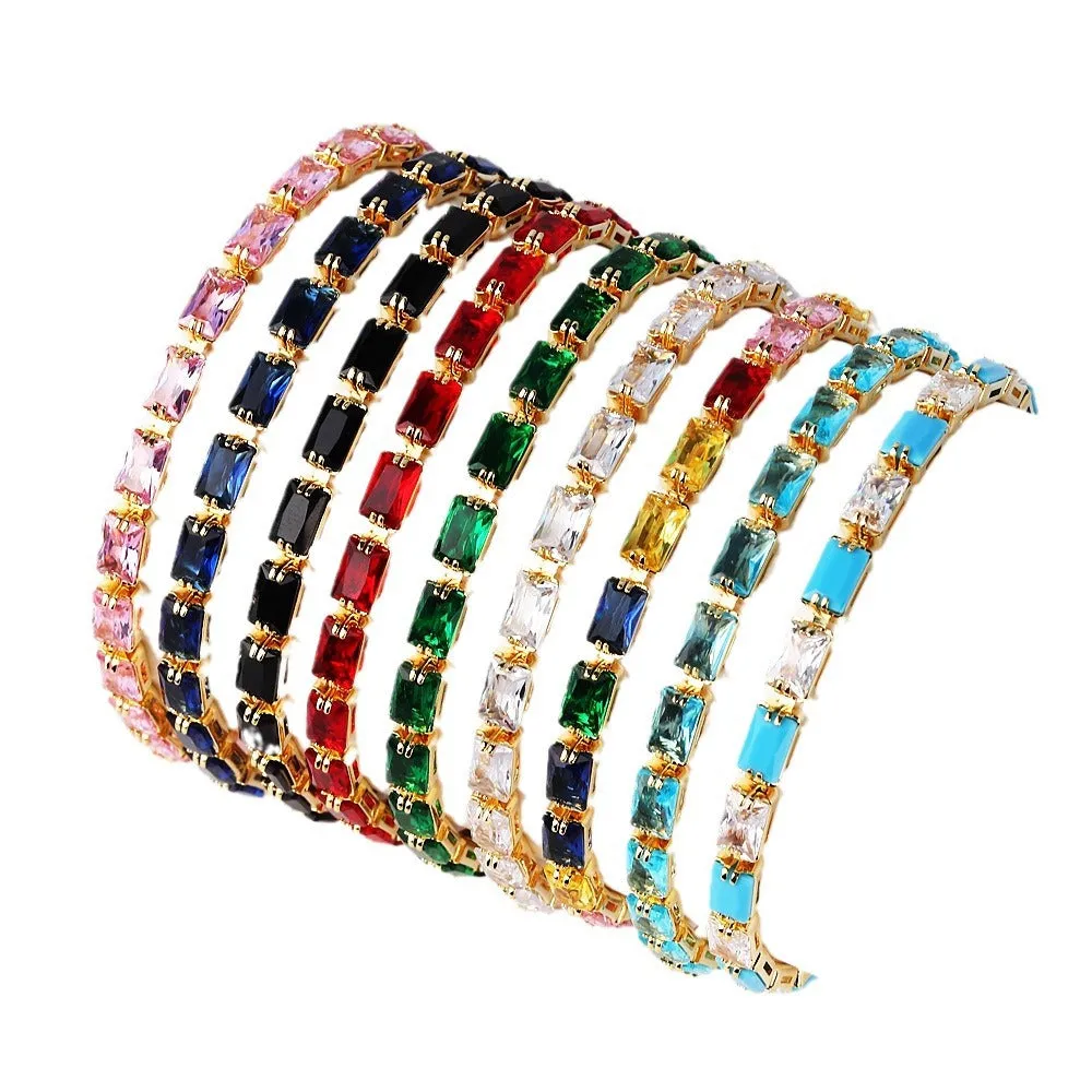 Moderate Luxury Chain Cube Geometric Zircon Electroplating Necklaces
