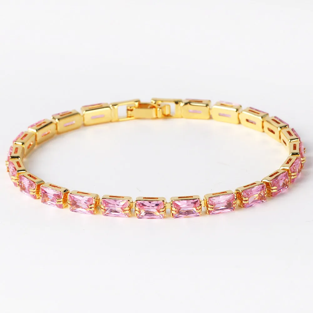 Moderate Luxury Chain Cube Geometric Zircon Electroplating Necklaces