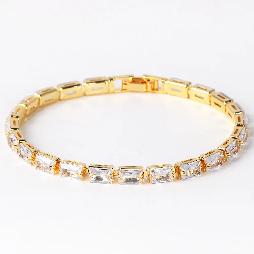 Moderate Luxury Chain Cube Geometric Zircon Electroplating Necklaces