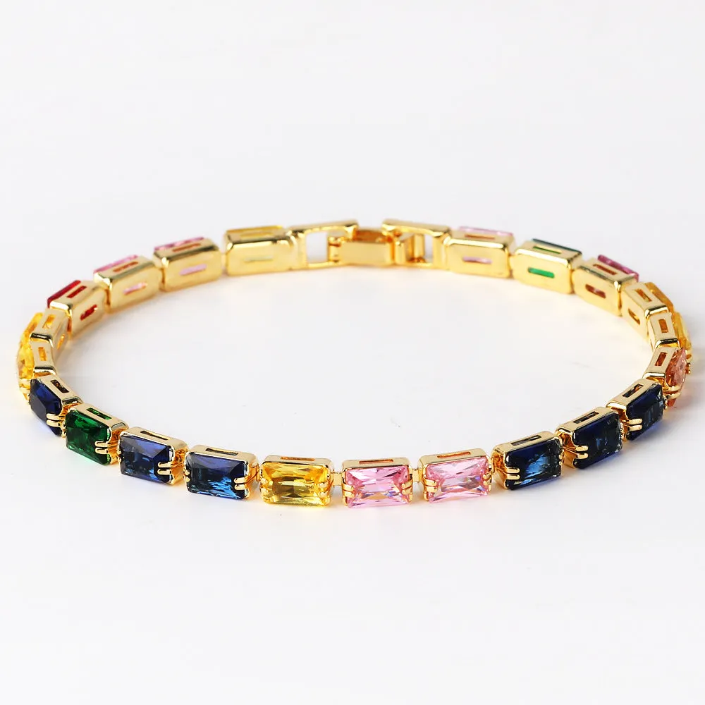 Moderate Luxury Chain Cube Geometric Zircon Electroplating Necklaces