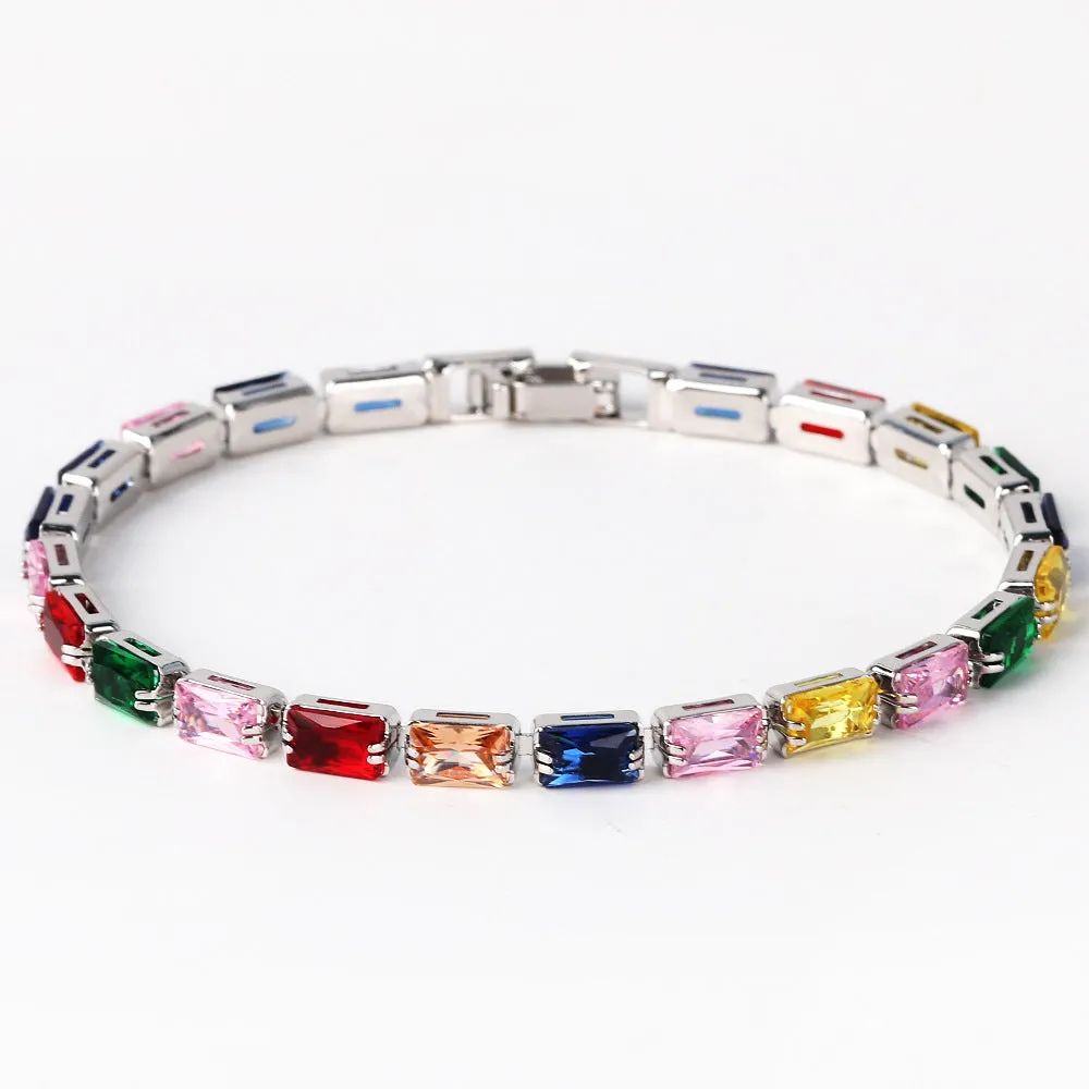 Moderate Luxury Chain Cube Geometric Zircon Electroplating Necklaces