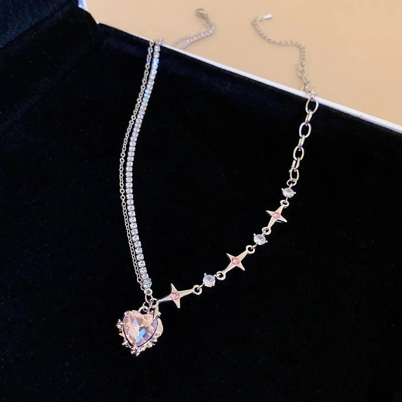 Moderate Luxury Flower Flower Copper Diamond Inlay Necklaces
