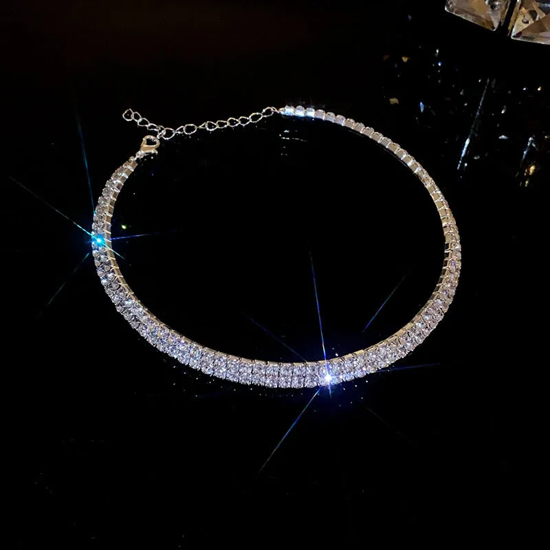 Moderate Luxury Flower Flower Copper Diamond Inlay Necklaces