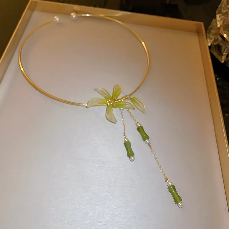 Moderate Luxury Flower Flower Copper Diamond Inlay Necklaces