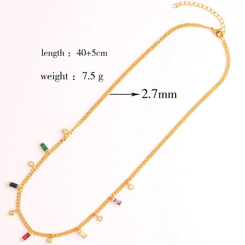 Moderate Luxury Quadrilateral Geometric Zircon Necklaces
