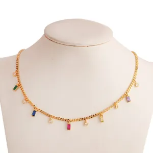 Moderate Luxury Quadrilateral Geometric Zircon Necklaces