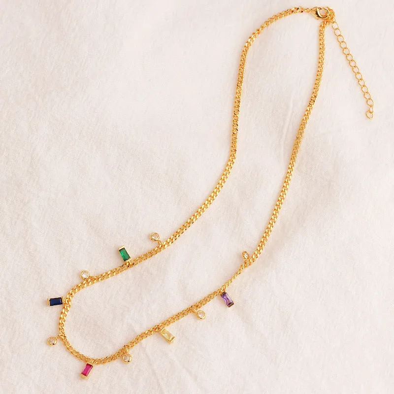 Moderate Luxury Quadrilateral Geometric Zircon Necklaces