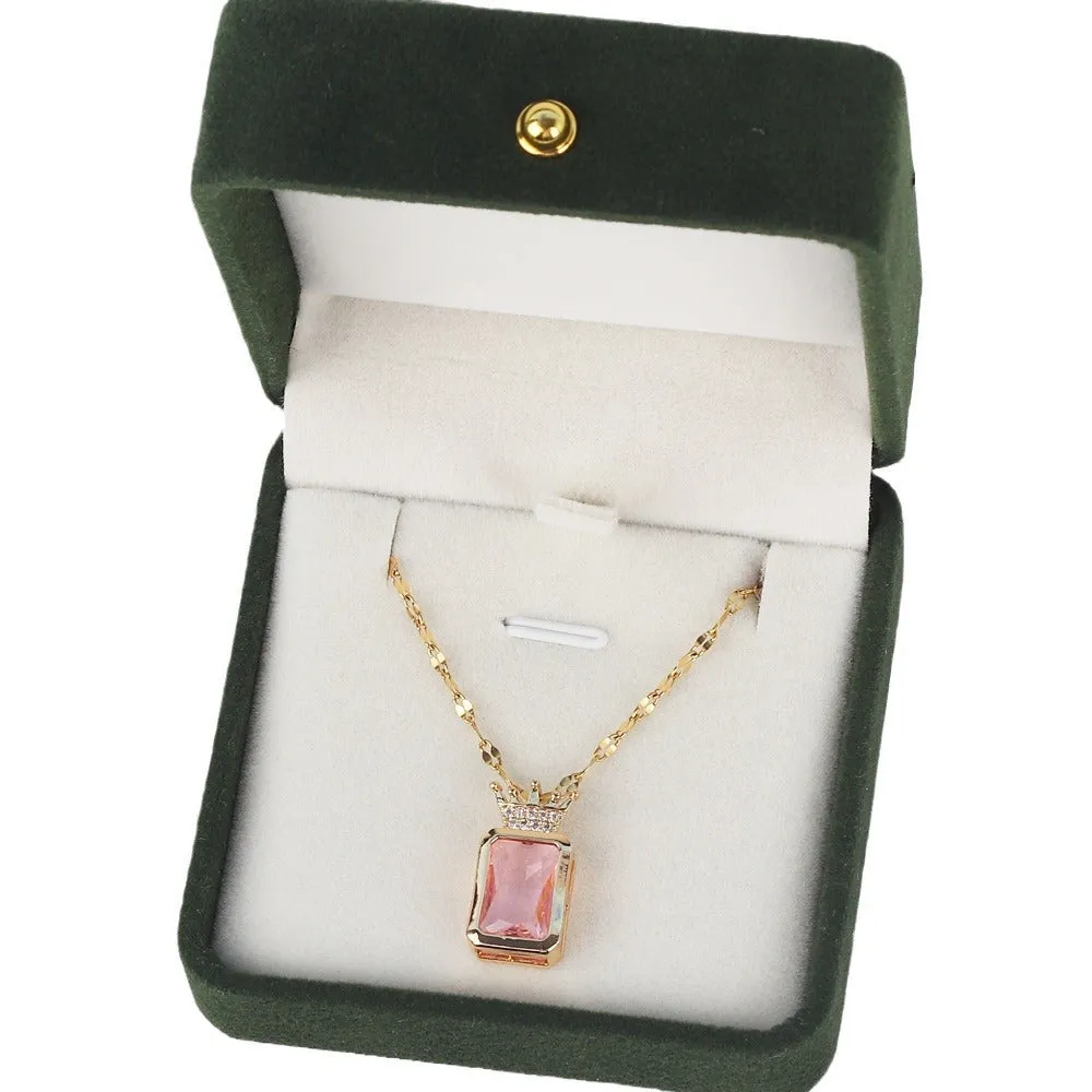 Moderate Luxury Titanium Steel Diamond Inlay Necklaces