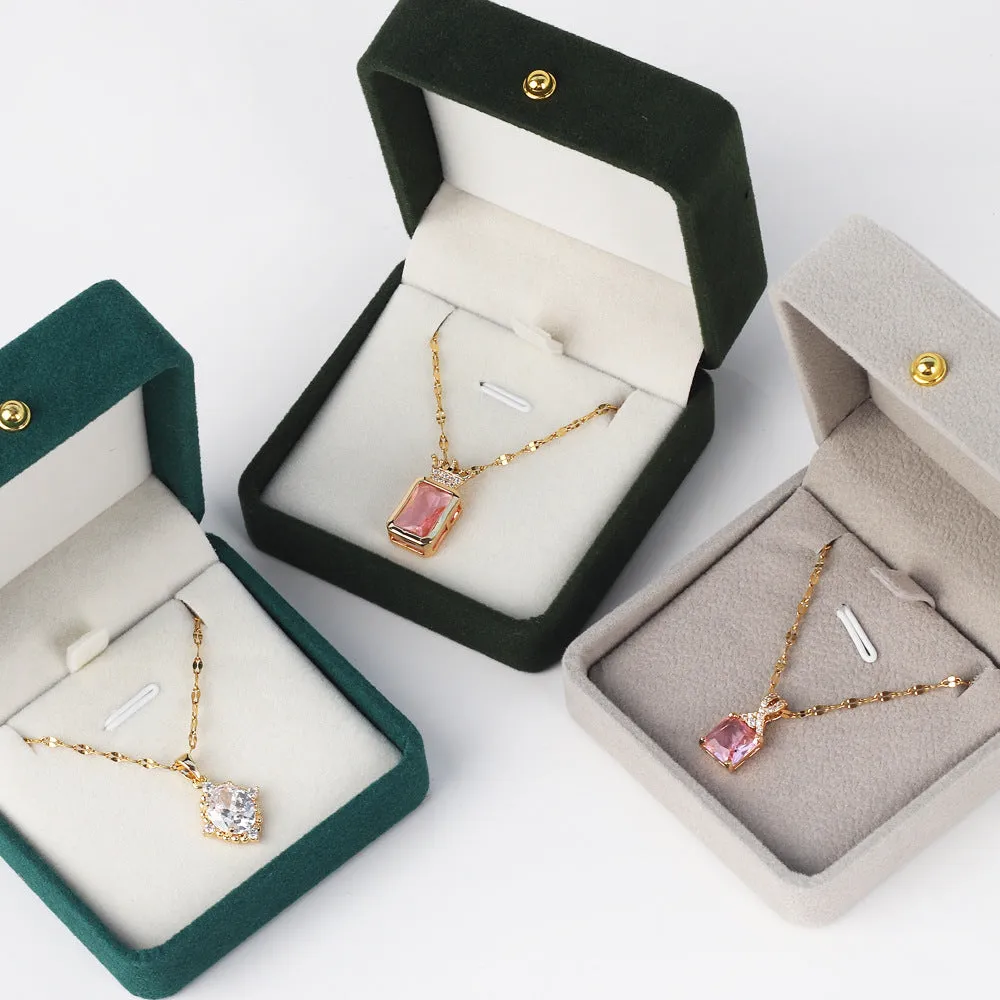 Moderate Luxury Titanium Steel Diamond Inlay Necklaces