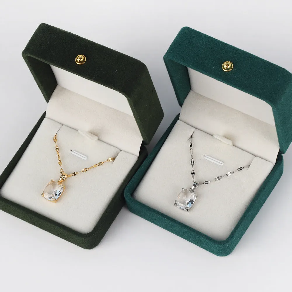 Moderate Luxury Titanium Steel Diamond Inlay Necklaces