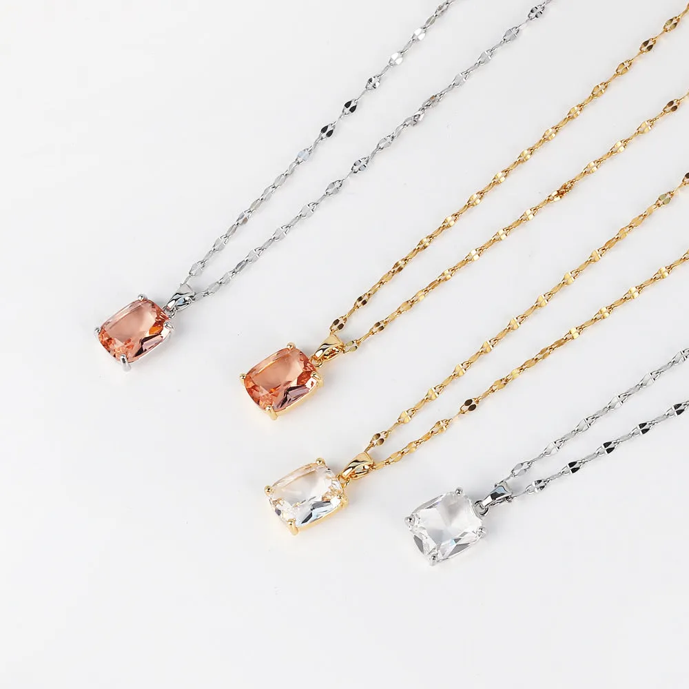 Moderate Luxury Titanium Steel Diamond Inlay Necklaces