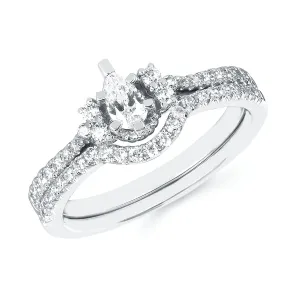 Modern: 1/2 Ctw. Diamond Semi Mount Shown with 1/4 Pear Center Diamond in 14K Gold