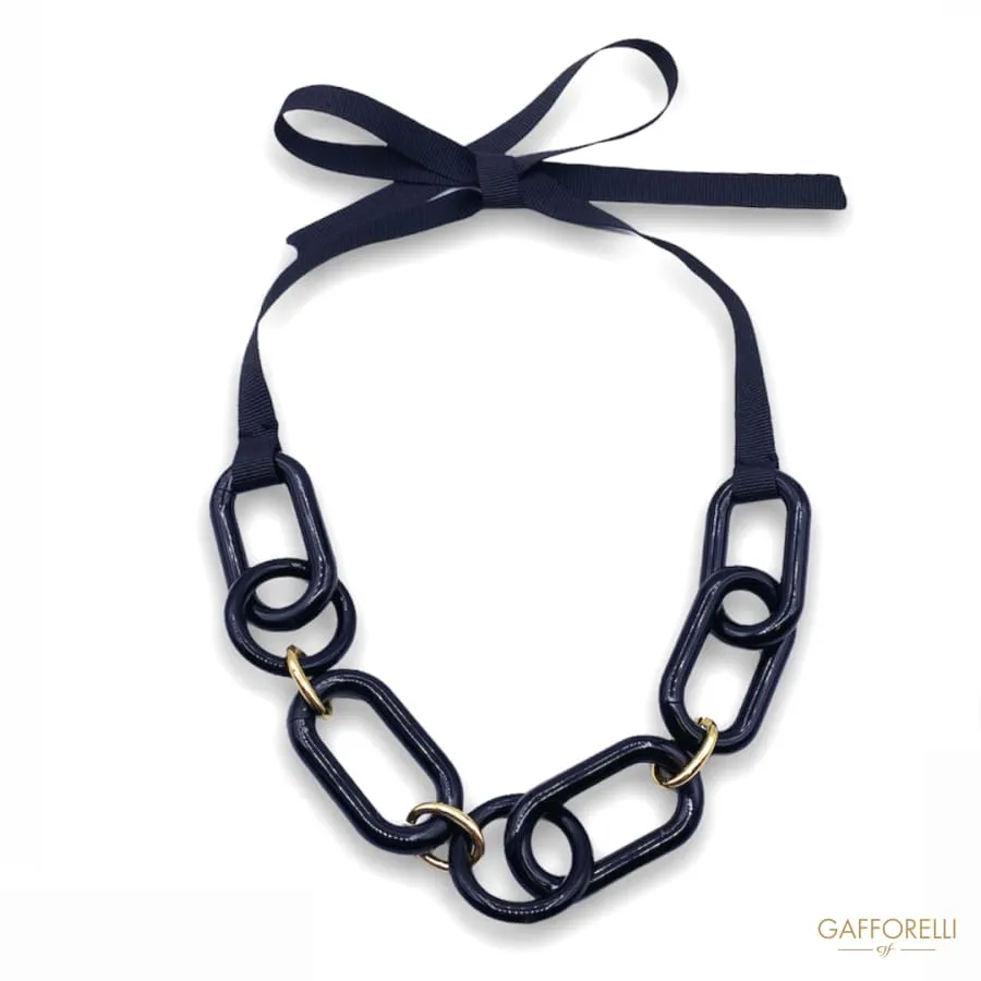 Modern Black Necklace in Polyester, Aluminum and Half Ribbon Black 01 - Gafforelli Srl