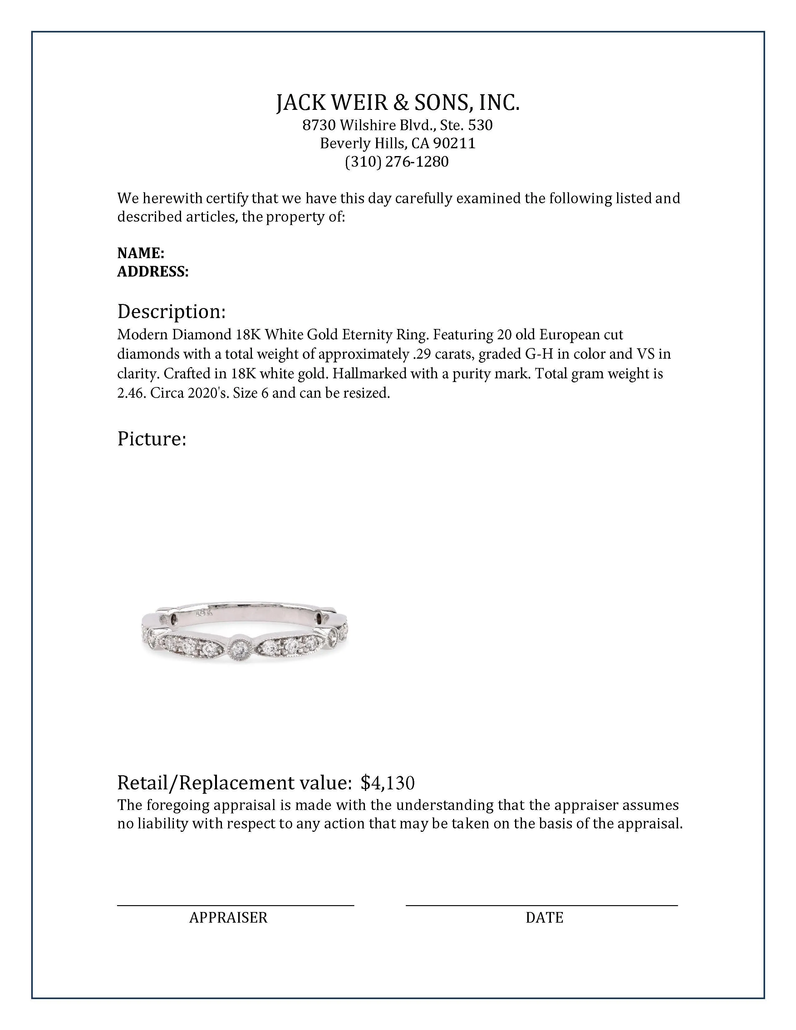Modern Diamond 18K White Gold Eternity Ring