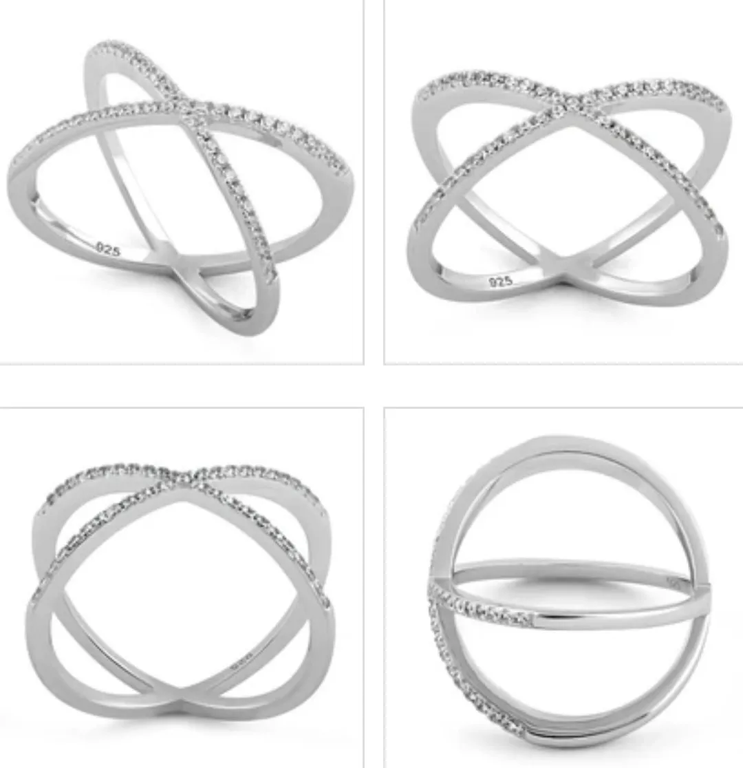 Modern interlaced silver ring