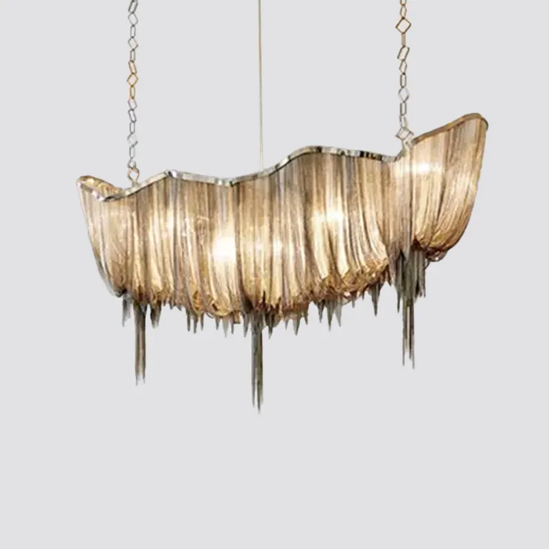 Modern Minimalist LED Chandelier with Aluminum Draped Chains - Perfect for Dining Rooms