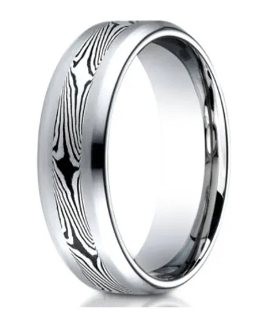 Mokume Gane Designer Cobalt Chrome Wedding Band for Men | 8mm