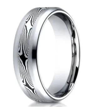 Mokume Gane Designer Cobalt Chrome Wedding Band for Men | 8mm