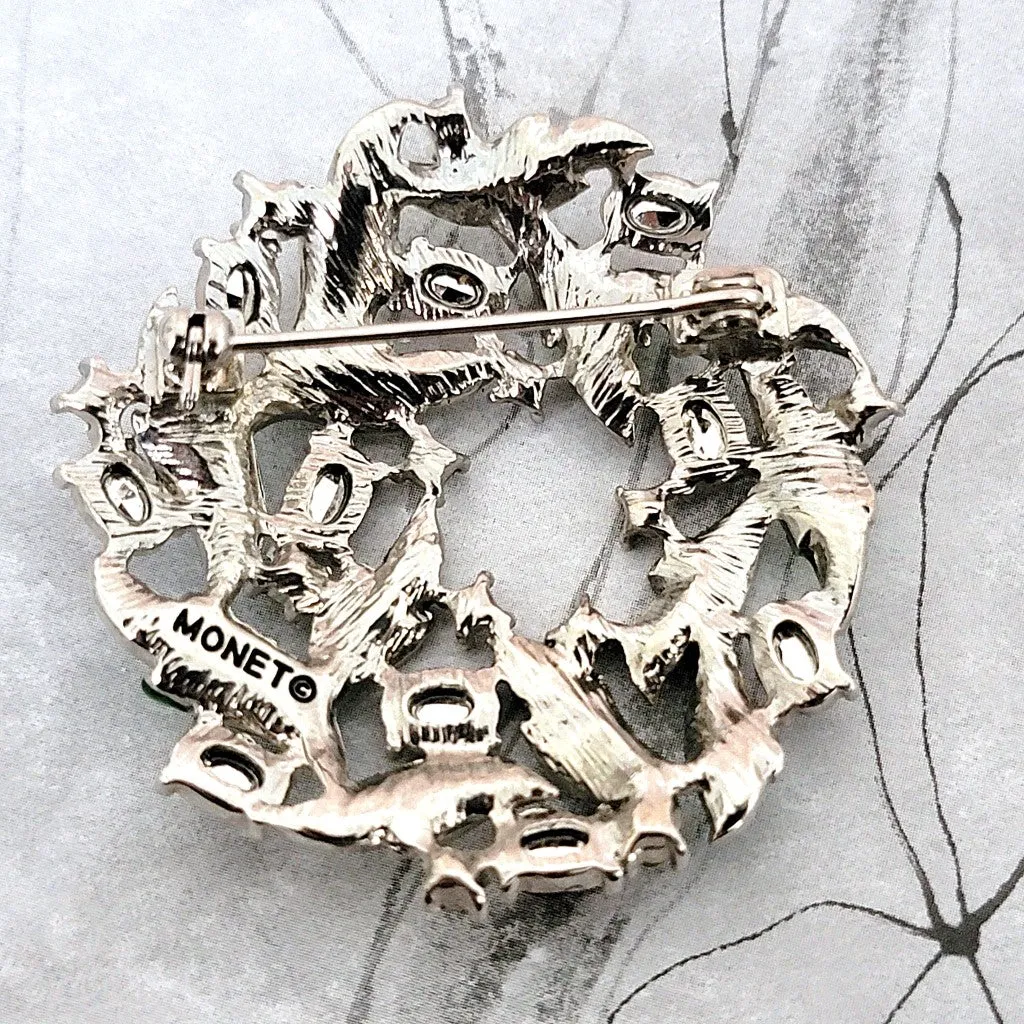 Monet Christmas Wreath Brooch