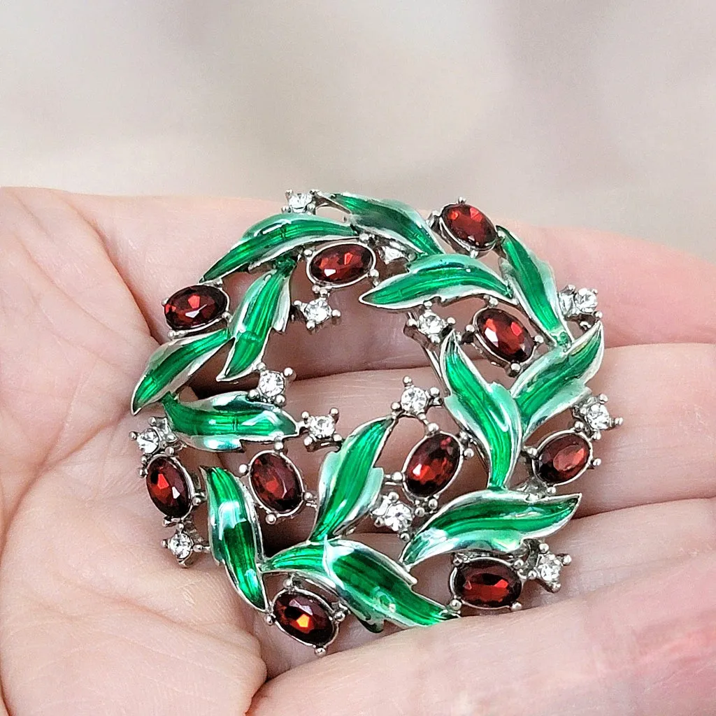 Monet Christmas Wreath Brooch