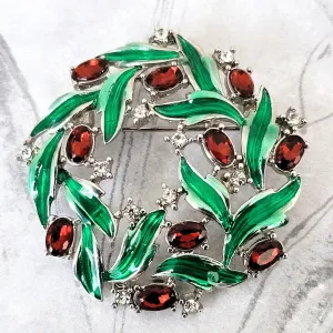 Monet Christmas Wreath Brooch