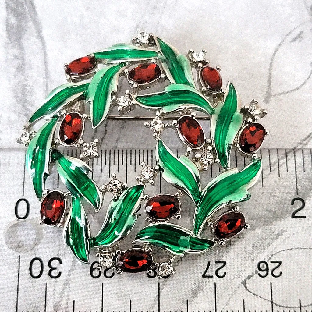Monet Christmas Wreath Brooch
