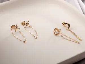 MOON Gold Tiny Dainty Small Minimal Earrings Minimalist Little Moon Earrings
