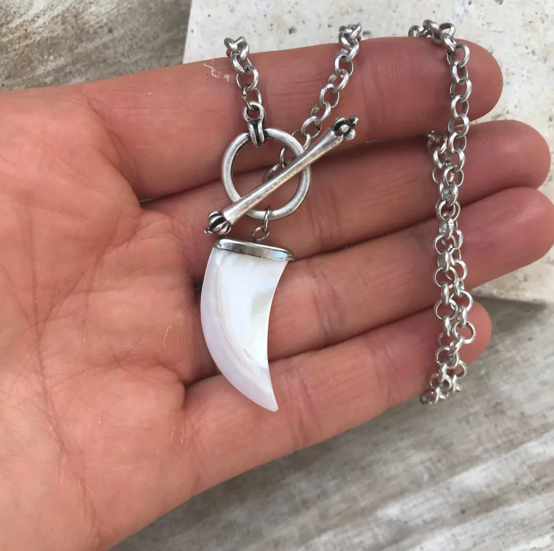 Mother of Pearl Horn Necklace