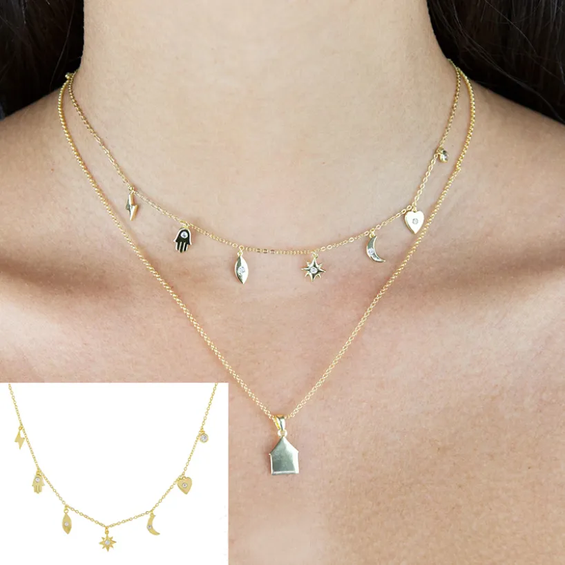 Multi Charms Necklace - Gold