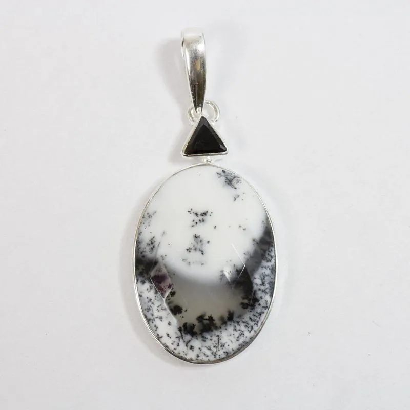 Multi-Faceted Spinel With Dendritic Opal Pendants || .925 Sterling Silver
