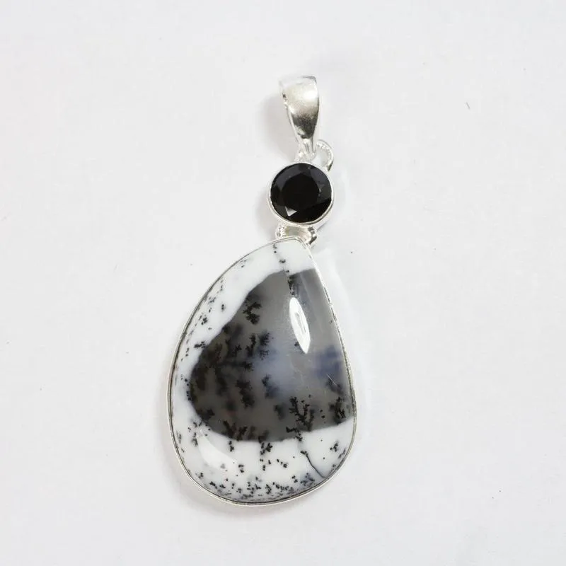 Multi-Faceted Spinel With Dendritic Opal Pendants || .925 Sterling Silver